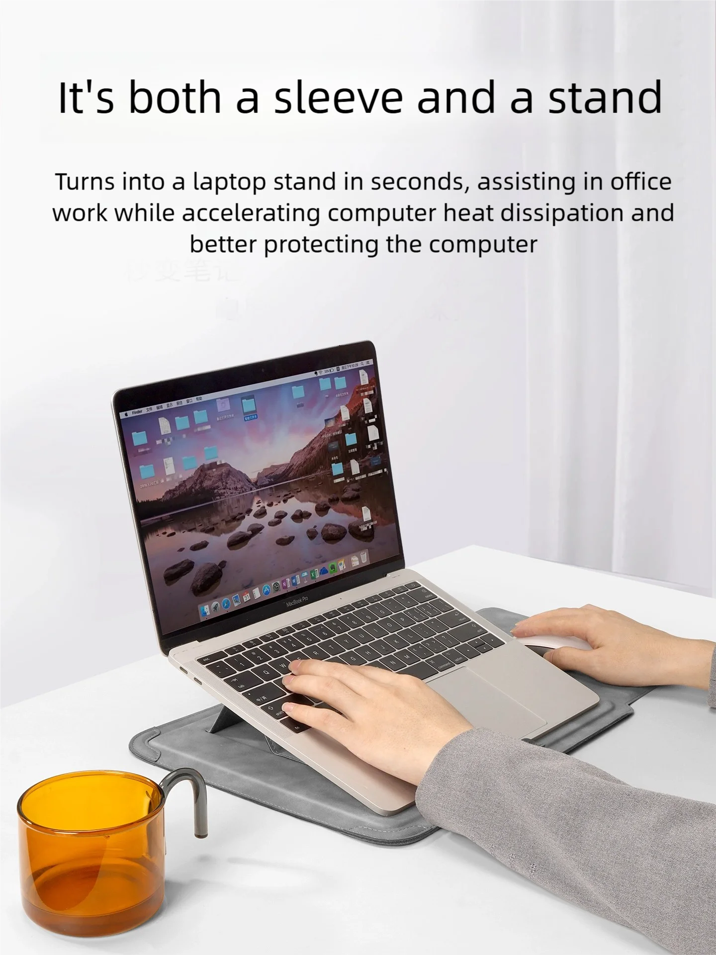 Multifunktionale Laptop-Hülle mit integriertem Ständer & Mauspad